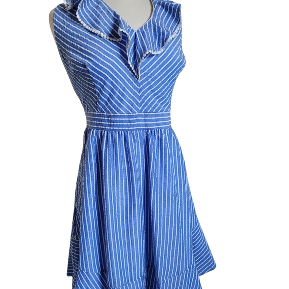 Julia Jordan Blue/White Striped Dress Size 14 - Picture 2 of 7
